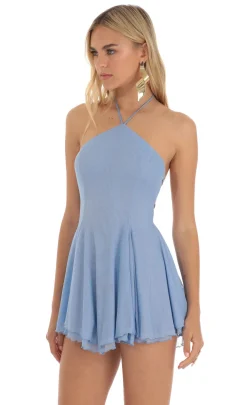 LUCY IN THE SKY Mini Dresses^Halter Dress In Blue