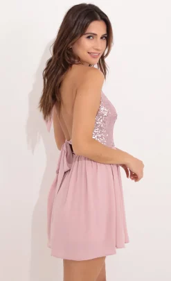 LUCY IN THE SKY Mini Dresses^Halter Dress In Blush Pink