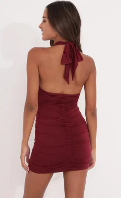 LUCY IN THE SKY Mini Dresses^Halter Dress In Burgundy