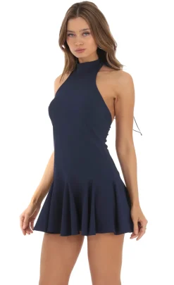 LUCY IN THE SKY Mini Dresses^Halter Flare Dress In Navy