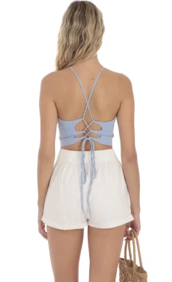 LUCY IN THE SKY Tops^Halter Open Back Top In Blue