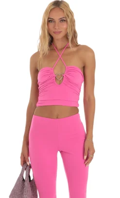 LUCY IN THE SKY Two-Piece Sets|Pants^Heart Flare Two Piece Set In Pink