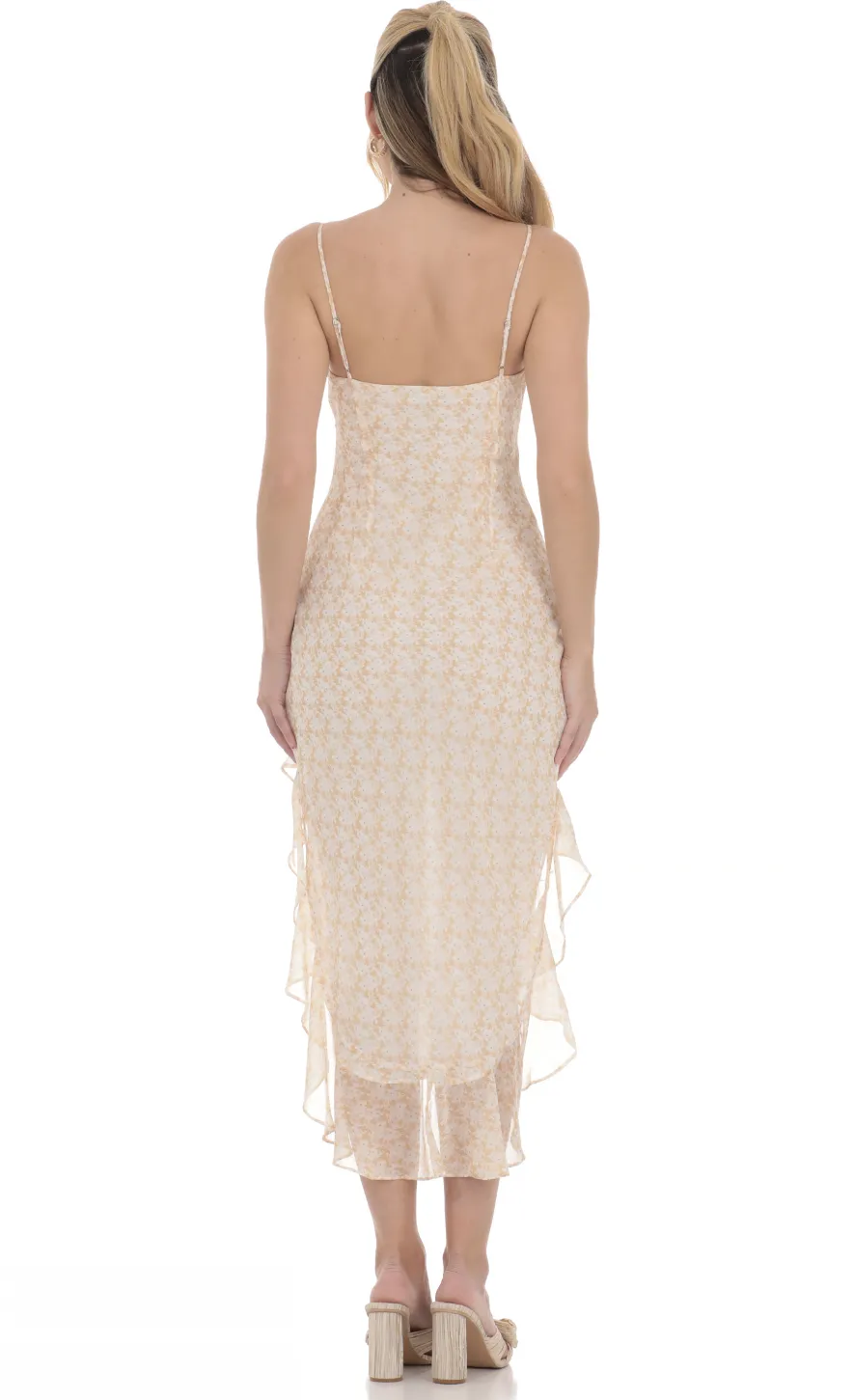 LUCY IN THE SKY Mini Dresses^High Low Ruffle Floral Dress In Yelllow