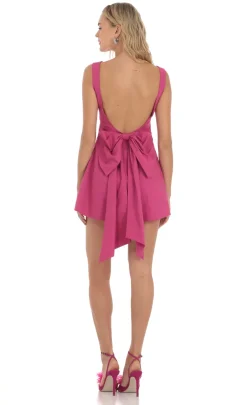 LUCY IN THE SKY Mini Dresses^High Neck Back Bow Dress In Magenta