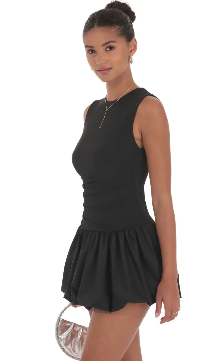 LUCY IN THE SKY Mini Dresses^High Neck Bubble Dress In Black