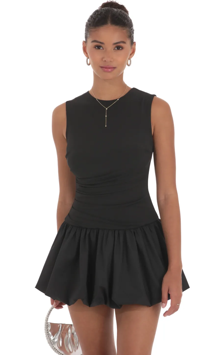 LUCY IN THE SKY Mini Dresses^High Neck Bubble Dress In Black