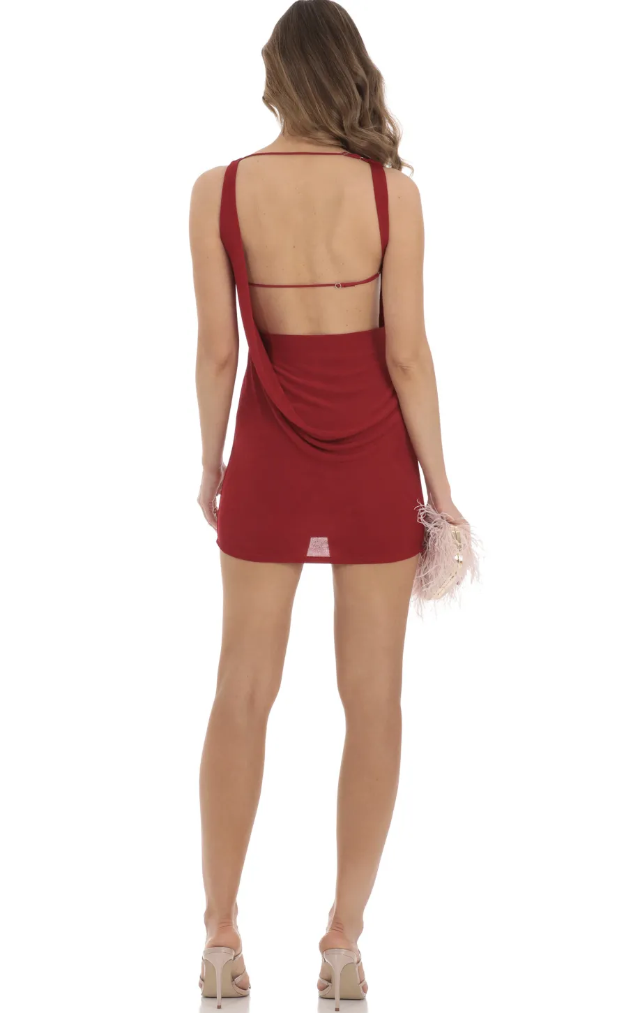 LUCY IN THE SKY Mini Dresses^High Neck Open Back Dress In Red