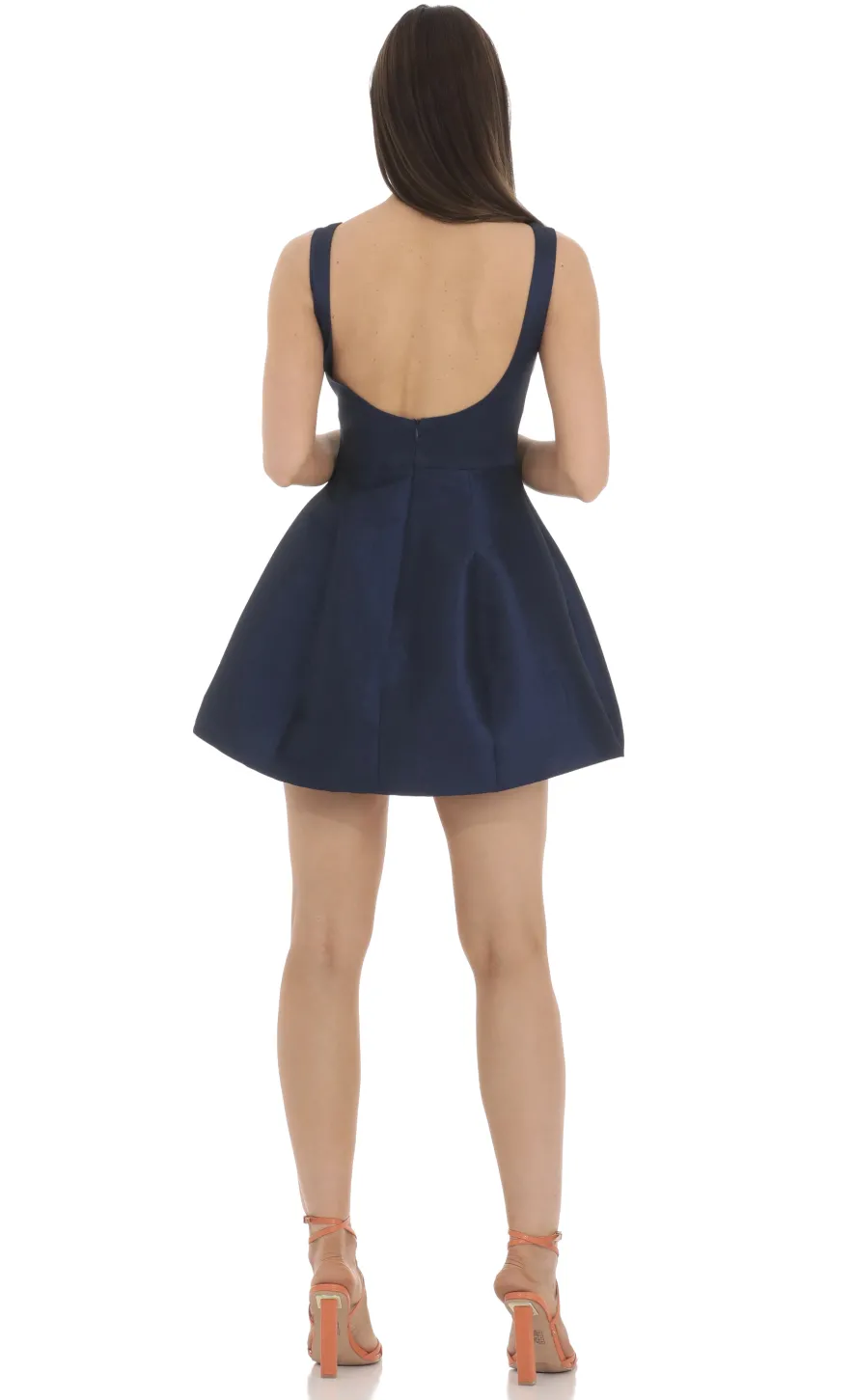 LUCY IN THE SKY Mini Dresses^High Neck Open Back Flare Dress In Navy
