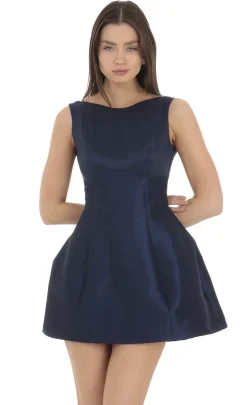 LUCY IN THE SKY Mini Dresses^High Neck Open Back Flare Dress In Navy
