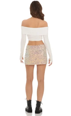 LUCY IN THE SKY Skirts^Iridescent Sequin Slit Skirt In Dusty Rose