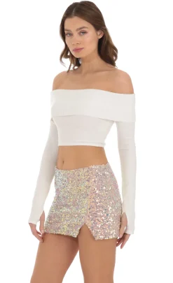 LUCY IN THE SKY Skirts^Iridescent Sequin Slit Skirt In Dusty Rose