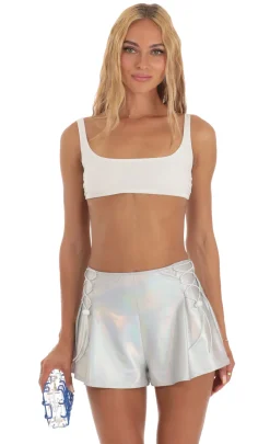 LUCY IN THE SKY Two-Piece Sets|Shorts^Iridescent Shorts In Silver
