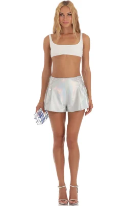 LUCY IN THE SKY Two-Piece Sets|Shorts^Iridescent Shorts In Silver