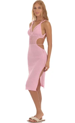LUCY IN THE SKY Midi Dresses^Ixora Crochet Cutout Midi Dress In Pink