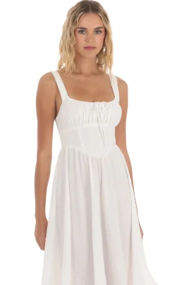 LUCY IN THE SKY Midi Dresses^Jacquard Flare Midi Dress In White