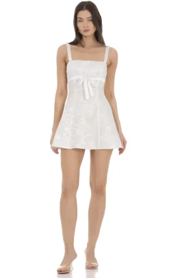 LUCY IN THE SKY Mini Dresses^Jacquard Satin Ribbon Dress In White