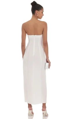 LUCY IN THE SKY Maxi Dresses^Jacquard Strapless Maxi Dress In White