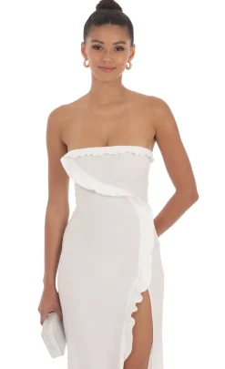 LUCY IN THE SKY Maxi Dresses^Jacquard Strapless Maxi Dress In White