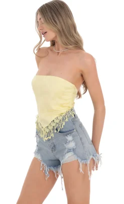 LUCY IN THE SKY Tops^Jacquard Tassel Bandana Top In Yellow