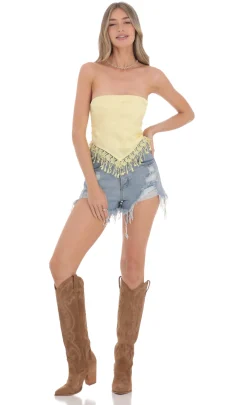 LUCY IN THE SKY Tops^Jacquard Tassel Bandana Top In Yellow