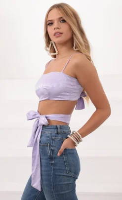 LUCY IN THE SKY Tops^Jacquard Wrap Top In Lavender