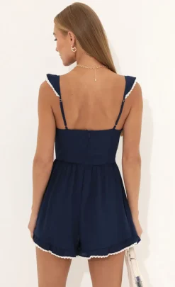 LUCY IN THE SKY Rompers|Mini Dresses^Jane Wooldoby Ruffle Romper In Navy