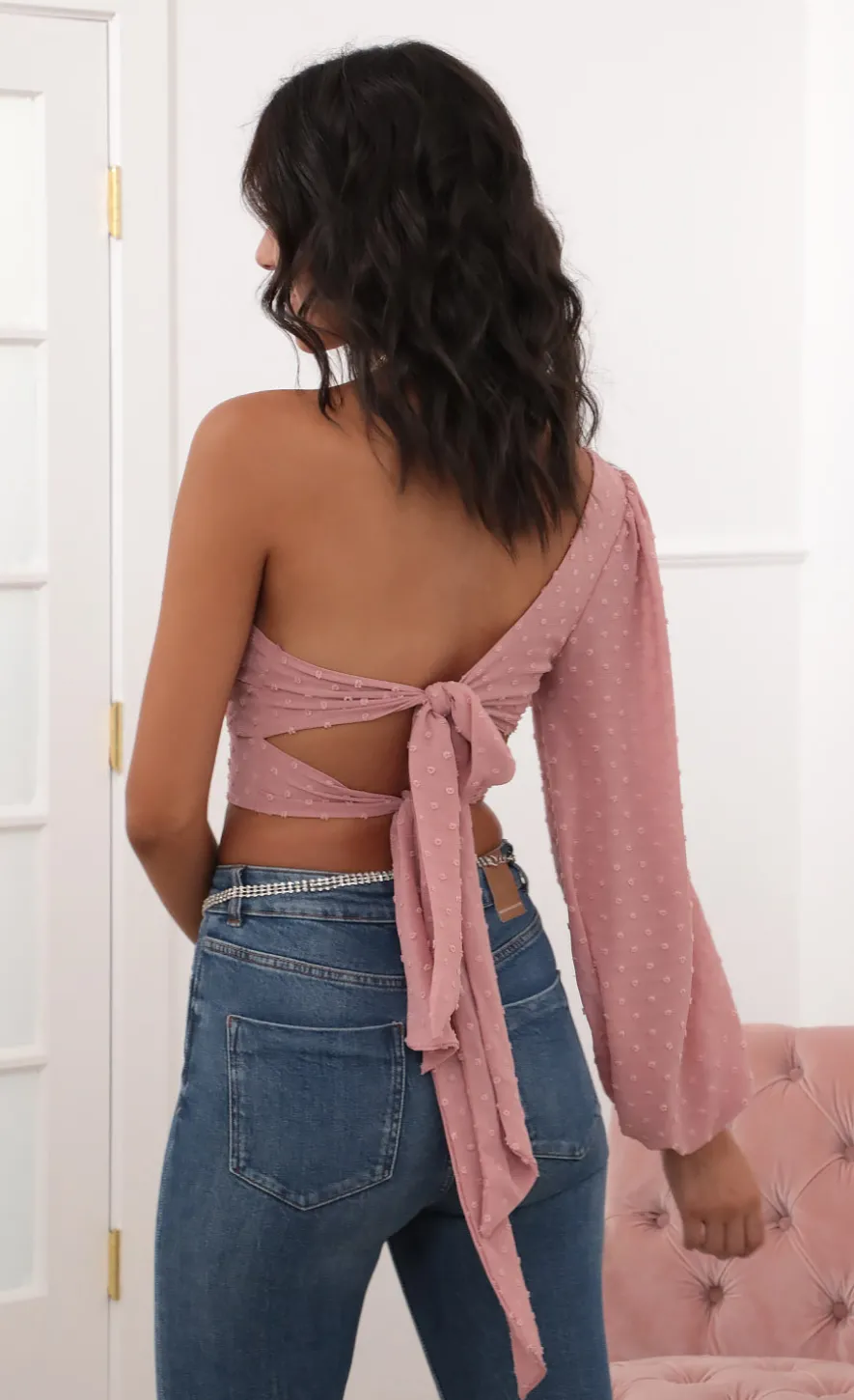 LUCY IN THE SKY Two-Piece Sets^Jasmine Puff Sleeve Top In Mauve Dots