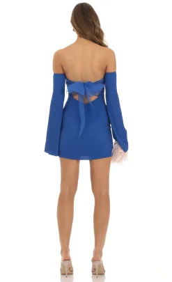LUCY IN THE SKY Mini Dresses^Knit Bell Sleeve Dress In Blue