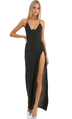 LUCY IN THE SKY Maxi Dresses^Knit Corset Maxi Dress In Black