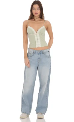 LUCY IN THE SKY Tops^Lace Bow Top In Sage