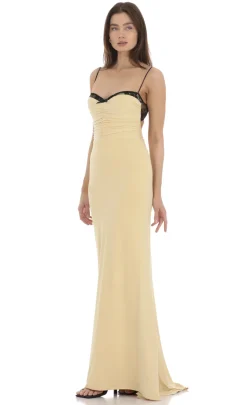 LUCY IN THE SKY Maxi Dresses^Lace Bust Open Back Maxi Dress In Yellow