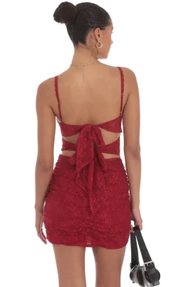 LUCY IN THE SKY Mini Dresses^Lace Cutout Bodycon Dress In Maroon