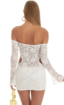 LUCY IN THE SKY Mini Dresses^Lace Cutout Dress In White
