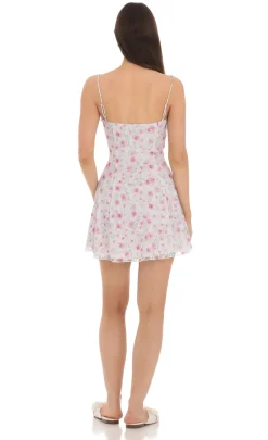 LUCY IN THE SKY Mini Dresses^Lace Floral Front Tie Dress In White