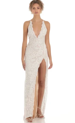 LUCY IN THE SKY Maxi Dresses^Lace Maxi Dress In White