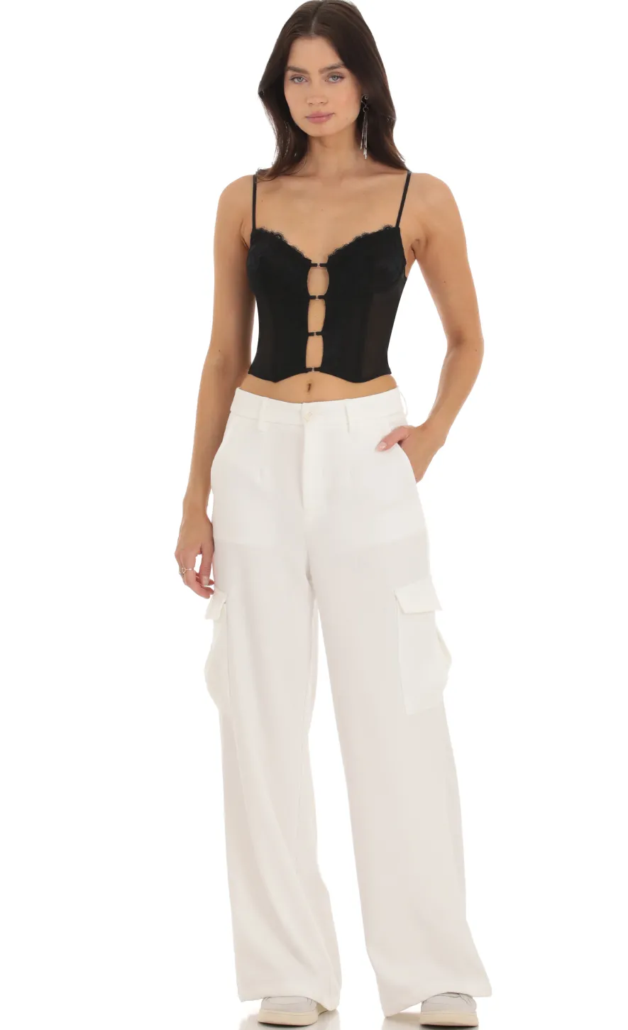 LUCY IN THE SKY Tops^Lace Mesh Bralette Top In Black