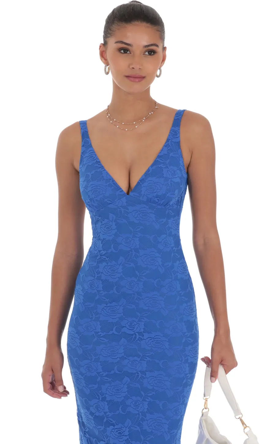 LUCY IN THE SKY Maxi Dresses^Lace Open Back Bodycon Maxi Dress In Blue