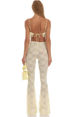 LUCY IN THE SKY Two-Piece Sets|Pants^Lace Three Piece Set In Yellow