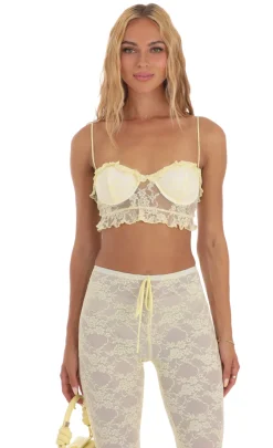 LUCY IN THE SKY Two-Piece Sets|Pants^Lace Three Piece Set In Yellow