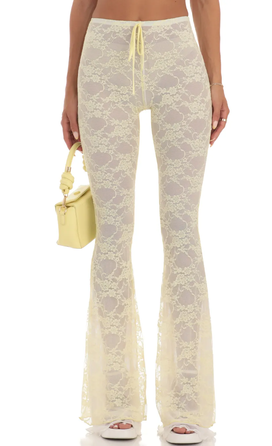 LUCY IN THE SKY Two-Piece Sets|Pants^Lace Three Piece Set In Yellow