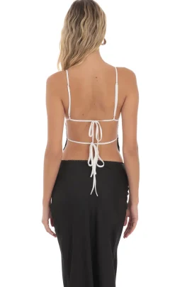 LUCY IN THE SKY Tops^Lace Top In Cream And Black