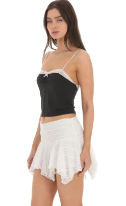 LUCY IN THE SKY Tops^Lace Trim Crop Top In Black