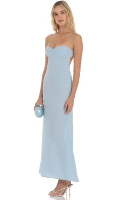 LUCY IN THE SKY Maxi Dresses^Lace Trim Maxi Dress In Light Blue