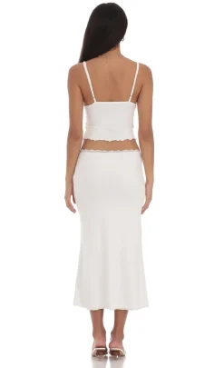 LUCY IN THE SKY Two-Piece Sets^Lace Trim Maxi Two Piece Set In White