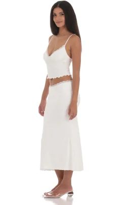 LUCY IN THE SKY Two-Piece Sets^Lace Trim Maxi Two Piece Set In White