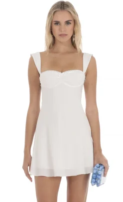 LUCY IN THE SKY Mini Dresses^Lace Trim Wide Strap Dress In White