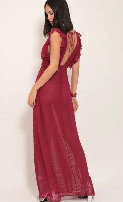LUCY IN THE SKY Maxi Dresses^Layla Ruffle Chiffon Maxi In Ruby Dots