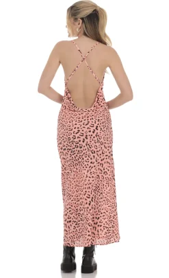 LUCY IN THE SKY Maxi Dresses^Leopard Print Cowl Neck Dress In Pink