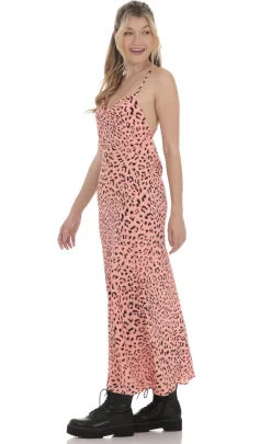 LUCY IN THE SKY Maxi Dresses^Leopard Print Cowl Neck Dress In Pink