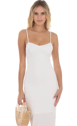 LUCY IN THE SKY Maxi Dresses^Linen Bodycon Maxi Dress In White